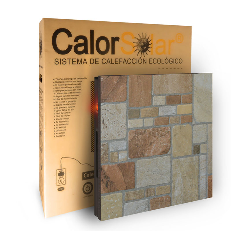 Calefactor de Panel infrarrojo de pared en Porcelanato, Vegas Wave Bricks de 330W, 55x55cm, Mod: 336CaSol