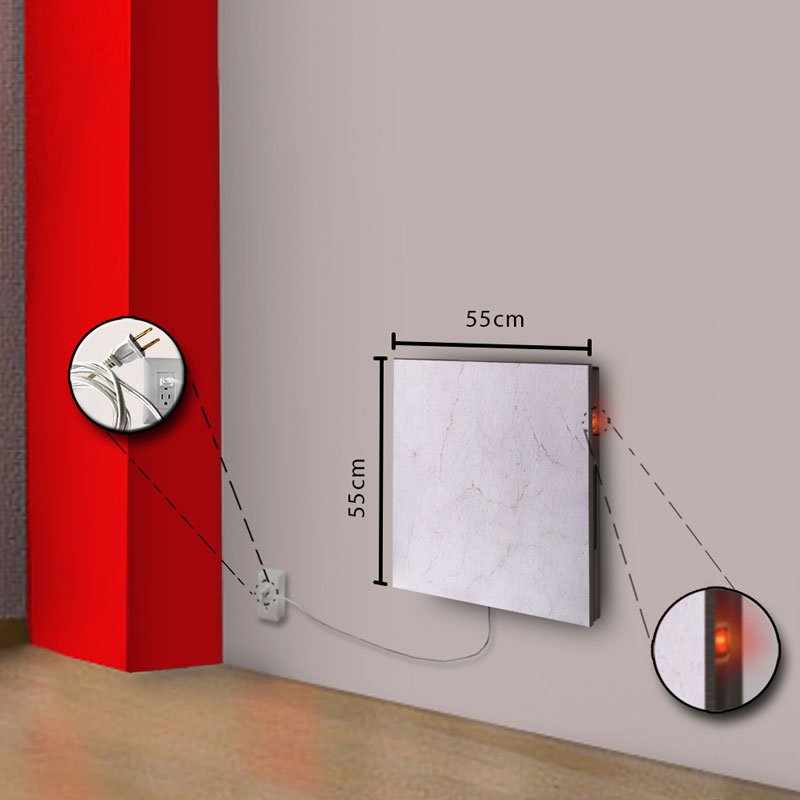 Calefactor de Panel infrarrojo de pared en Porcelanato, Vegas Wave Ibiza de 330W, 60x60cm, Mod: 334CaSol