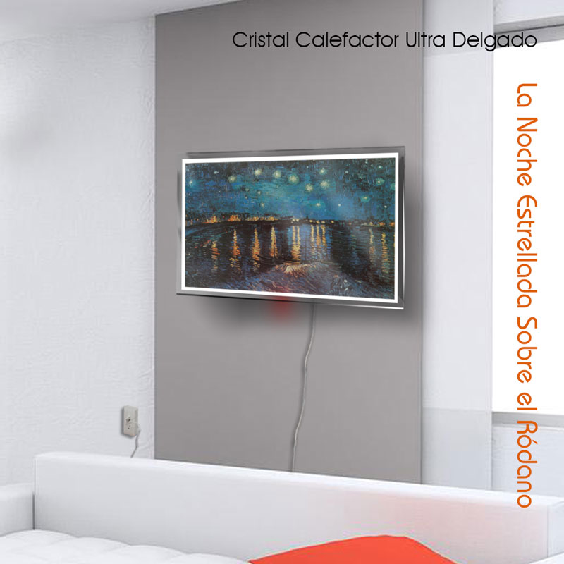 Calefactor de Panel infrarrojo de pared en Cristal, California Wave Noche Estrellada Roda 330W 60x90, Mod: 021CaSol