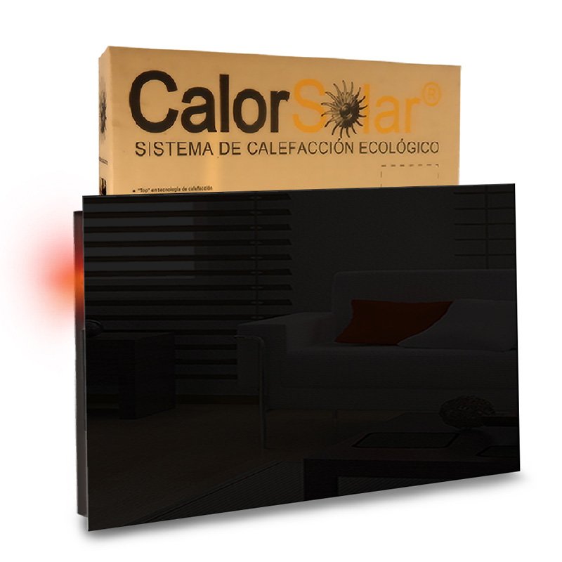 Calefactor de Panel infrarrojo de pared en Cristal, Miami Wave Negro de 550W, 60x90cm, Mod: 343CaSol-N3
