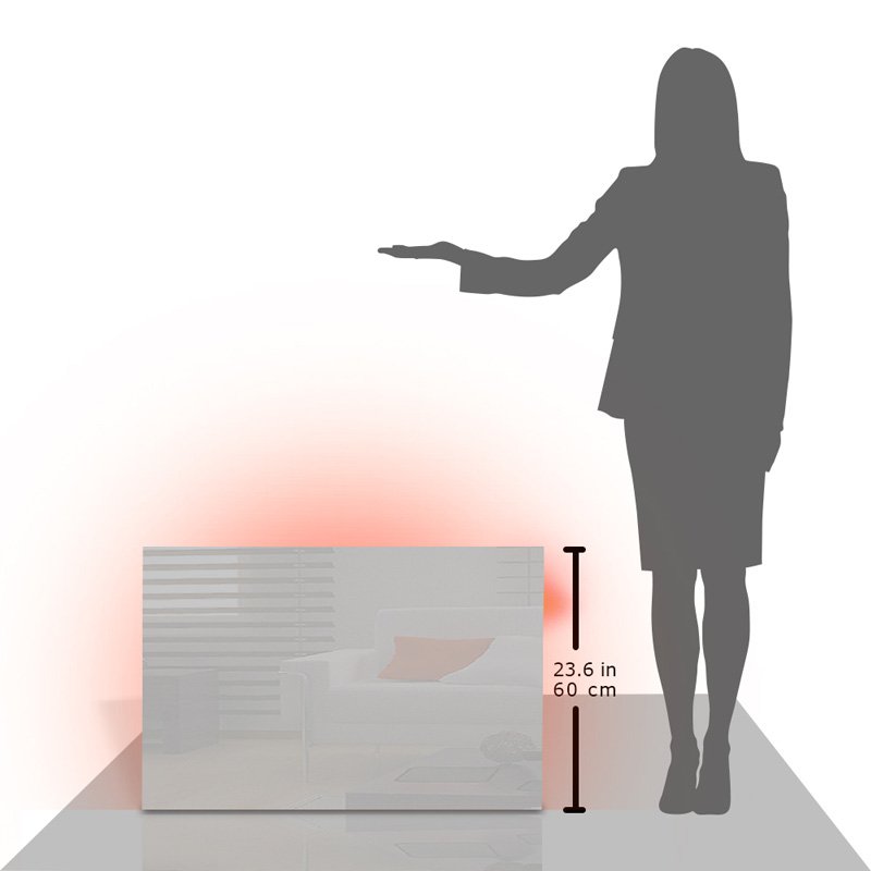 Calefactor de Panel infrarrojo de pared en Cristal, Miami Wave Blanco de 550W, 60x90cm, Mod: 343CaSol-B3