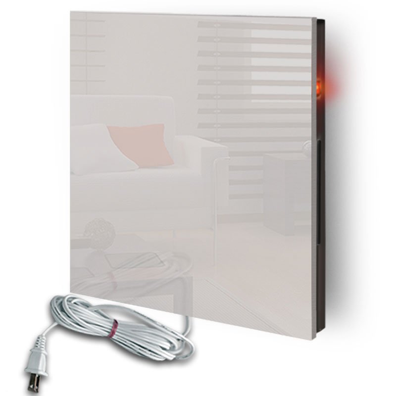 Calefactor de Panel infrarrojo de pared en Cristal, Miami Wave Blanco de 330W, 60x60cm, Mod: 342CaSol-B
