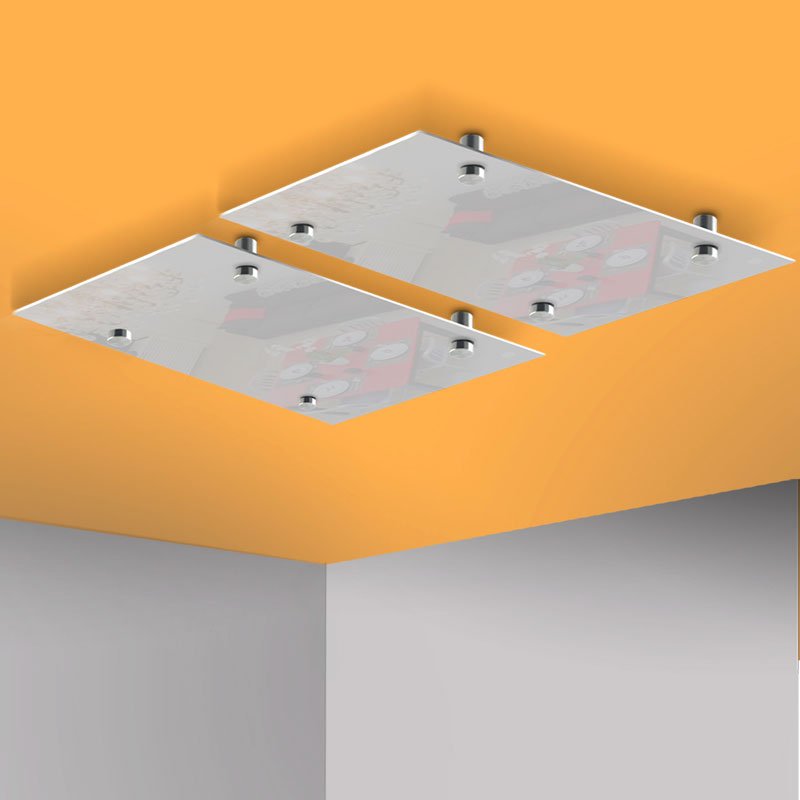 Calefactor de Panel infrarrojo de techo en Cristal, Arizona Wave Blanco de 550W, 60x90cm, Mod: 343CaSol-TB3