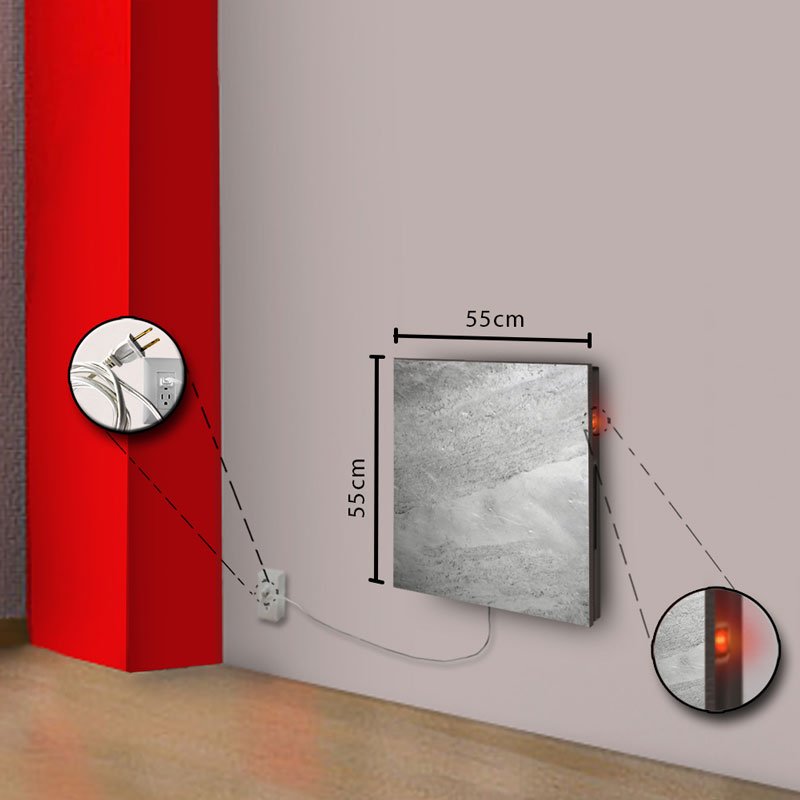 Calefactor panel infrarrojo en porcelanato Calor Solar para pared