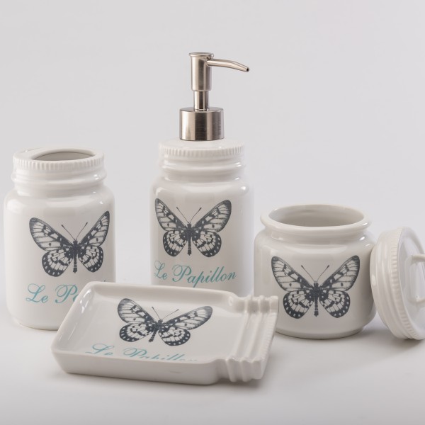 Set De Bano Buterfly - Blanco - Kessa.