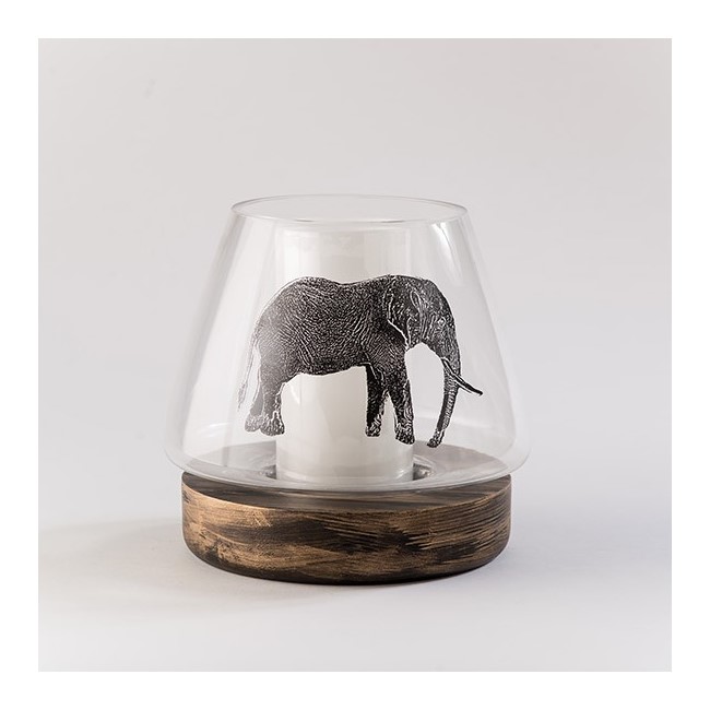 Base De Vidrio Madera Elefante 20 Cm - Madera, Negro - Këssa