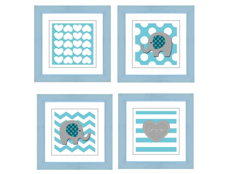 Cuadros Decorativos 4 Piezas - Baby Blue - KESSA