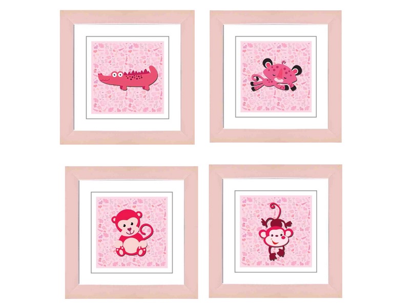 Cuadros Decorativos 4 Piezas - Pink Animal - KESSA