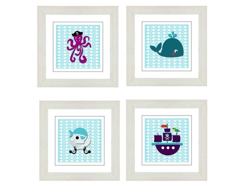 Cuadros Decorativos 4 Piezas - Baby Sea - KESSA