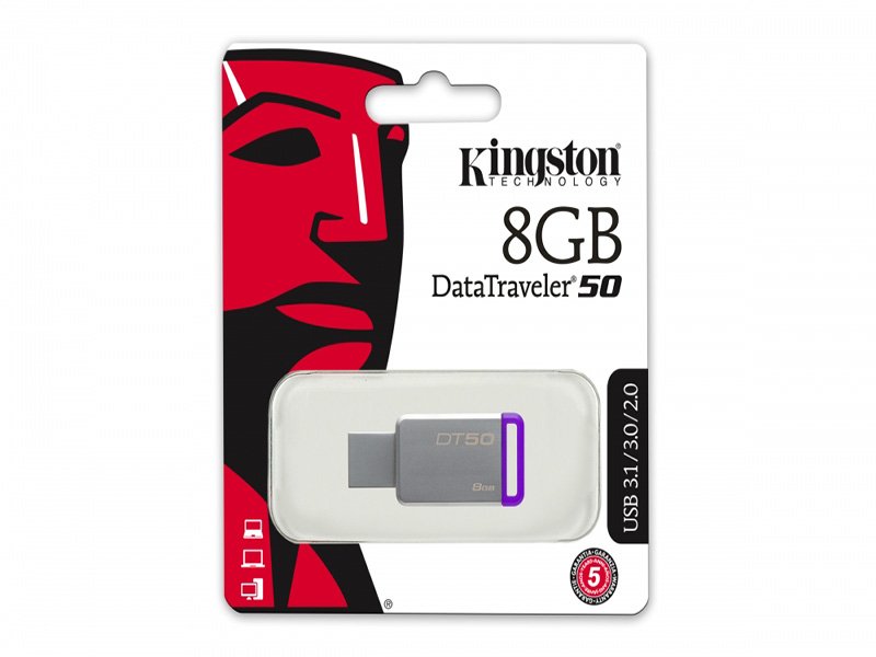 Memoria USB DataTraveler 50 8GB USB 3.0 Plata/Morad Kingston