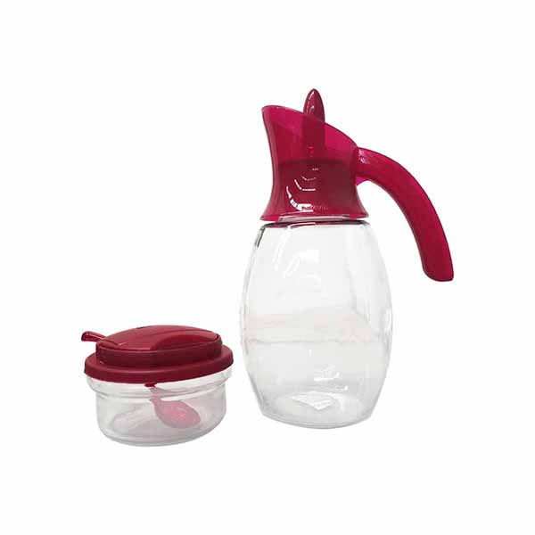 Juego de 1 jarra y 1 bowl multi-usos HEREVIN "Lily" de Cristal, Rojo