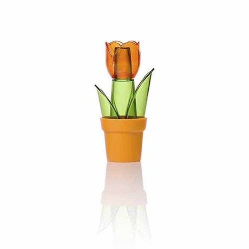 Juego de 4 especieros HEREVIN "Tulipa" de Acrílico, Naranja