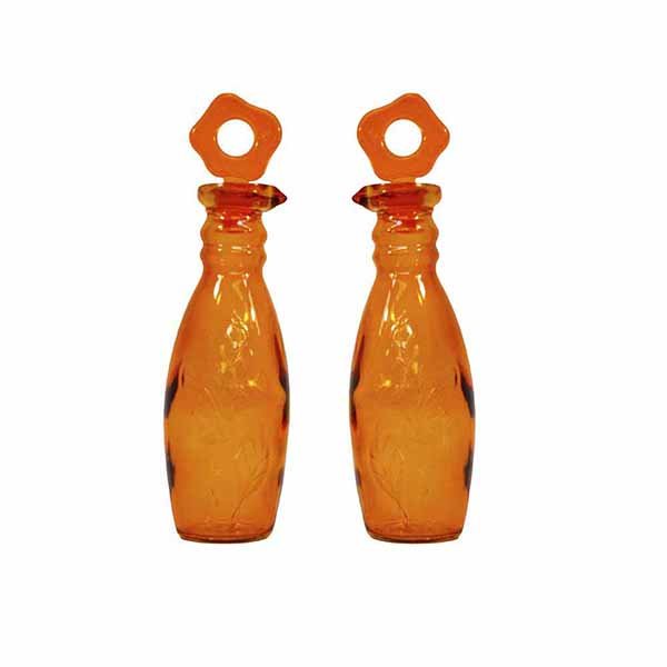 Juego de 2 aceiteras y 1 jarra HEREVIN "Bahar" de Cristal, Naranja