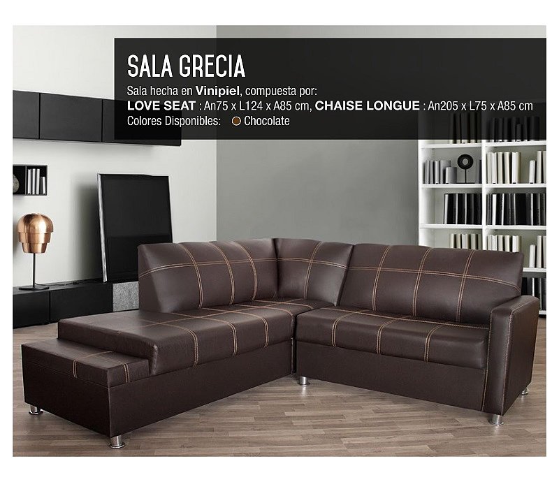 Paquete Sala Modelo Grecia Chaise Longue - Chocolate / Recibidor Victoria - Chocolate - Këssa