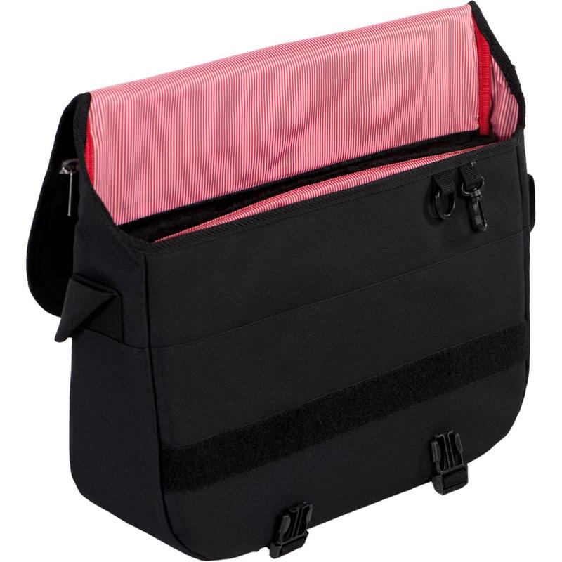 Herschel Supply & CO. Maletin modelo Pop Quiz Messenger Poly Black en color negro con detalle de línea blanca.