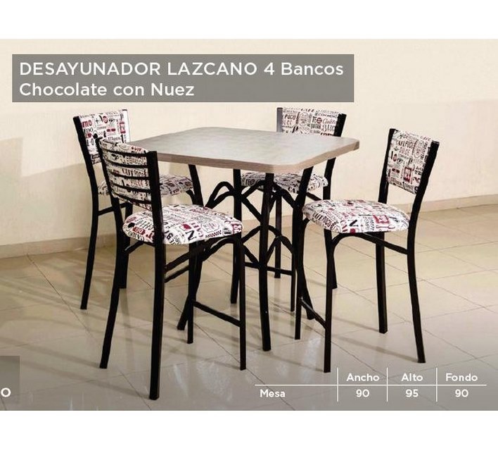 Desayunador Modelo Lazcano 4 bancos - Chocolate con nuez - Këssa