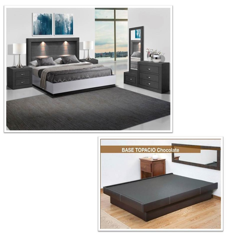 Paquete Recamara Valentina King Size 5 piezas - chocolate / Base Topacio Matrimonial - Chocolate - Këssa