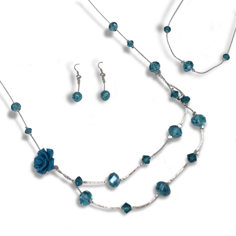 Set de plata 925 cristal Swarovski color azúl Gemini + Vestido LOB