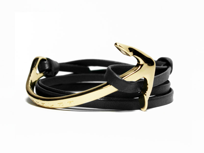 CURVY ANCHOR, CORREA DE PIEL NEGRA ANCLA