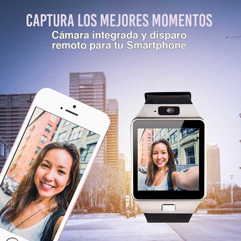 Smartwatch Reloj Inteligente con Cámara y Chip SIM, Micro SD, Podómetro, Notificaciones de Mensajes y Redes Sociales, DZ09