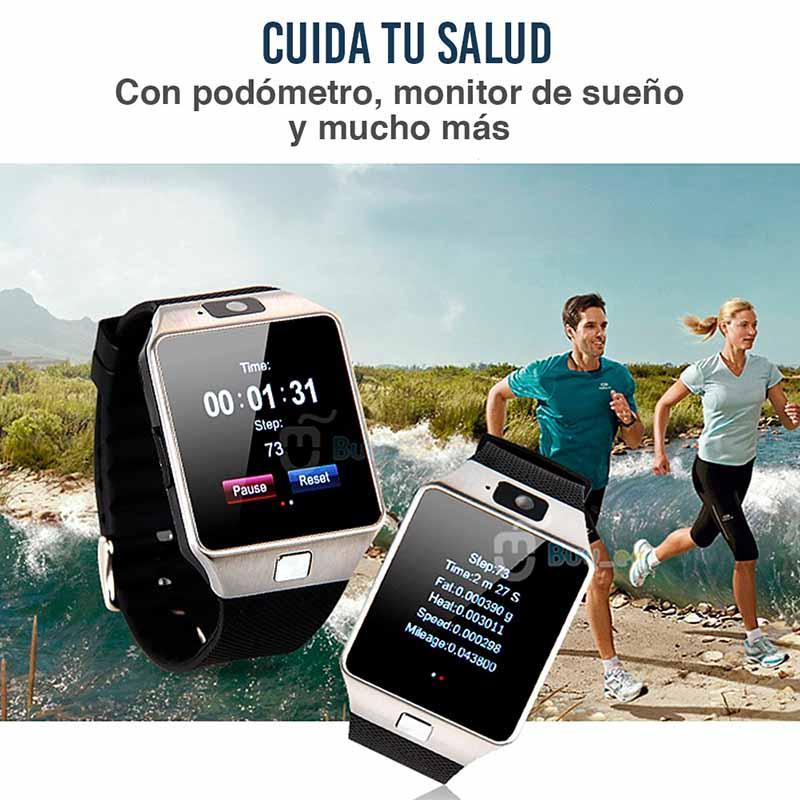 Smartwatch Reloj Inteligente con Cámara y Chip SIM, Micro SD, Podómetro, Notificaciones de Mensajes y Redes Sociales, DZ09