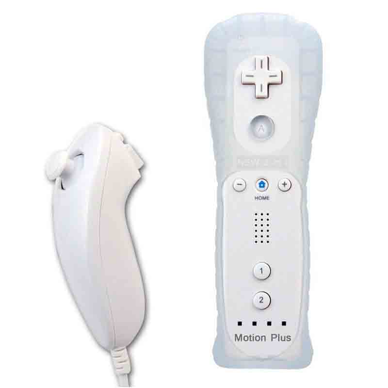 Wii / Wii U Control Remote + Nunchuck + Funda Silicona (Blanco)
