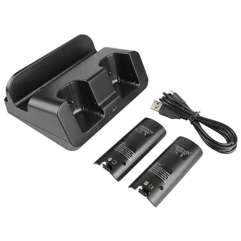 Wii U Estación Kit Carga Y Juega Dual (Negra)