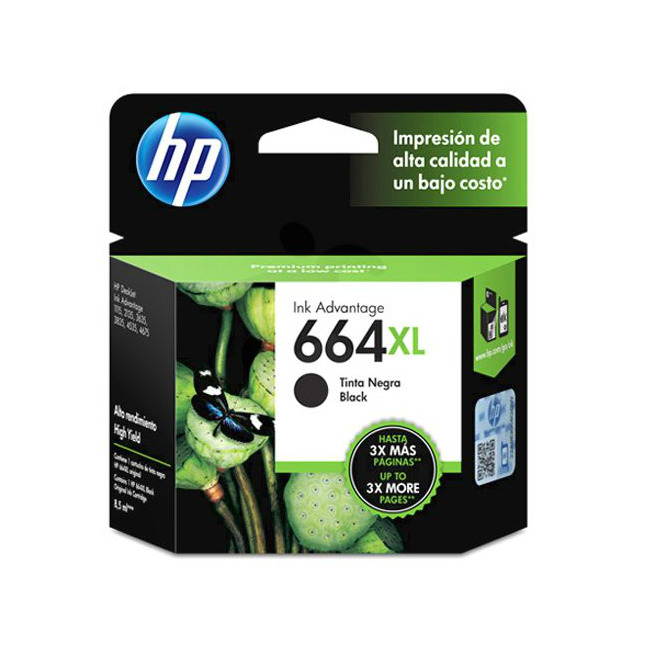 Tinta HP F6V31AL 664XL Color Negro