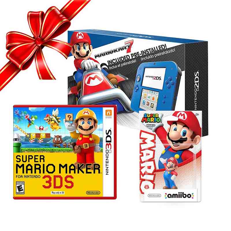 Consola Nintendo 2DS c/Mario Kart7 + Mario Maker3 + 1 Amiibo