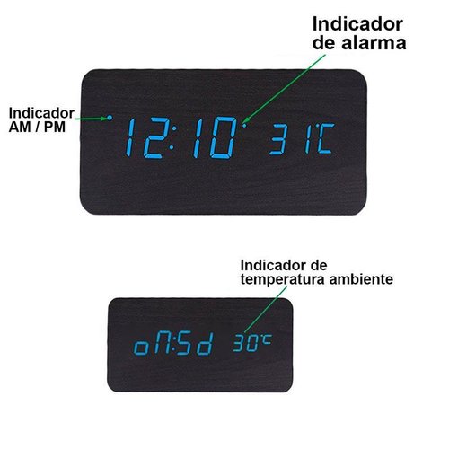 Reloj Despertador Digital Minimalista de Madera con LED. Despierta tu Reloj con un Aplauso