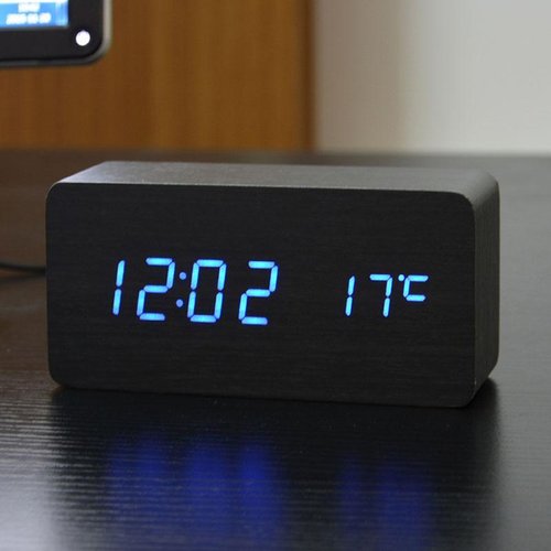 Reloj Despertador Digital Minimalista de Madera con LED. Despierta tu Reloj con un Aplauso
