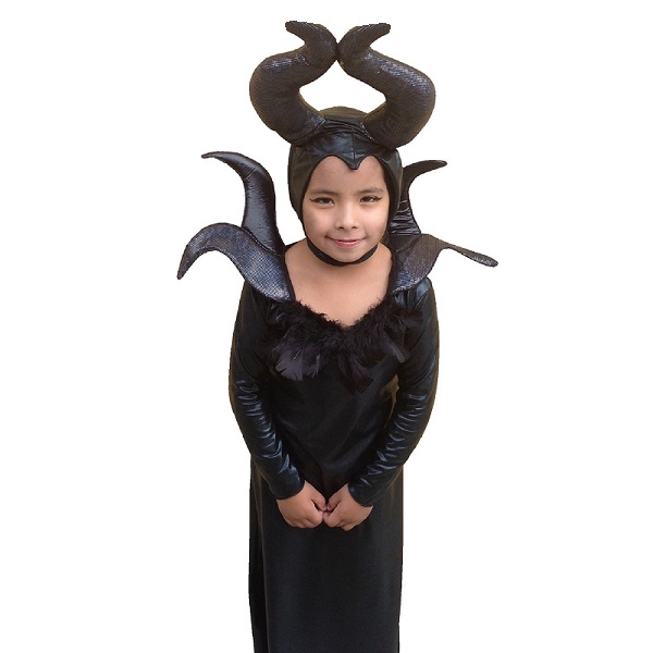 Disfraz De Halloween Bruja Cuernos Negros Niña - Disfraces Tudi