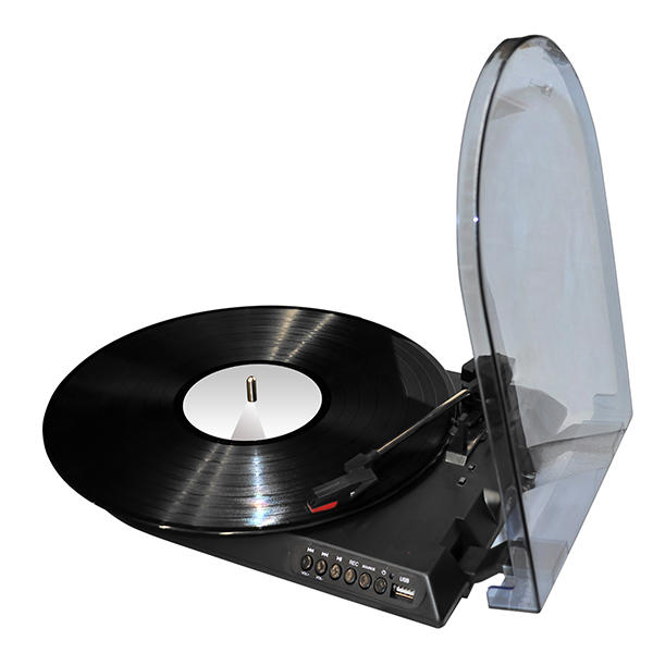 Tornamesa para discos de acetato puede convertir discos LP a formato mp3, reproduce y graba directamente en USB (hasta de 32 gb de capacidad) y cuenta con una salida RCA 