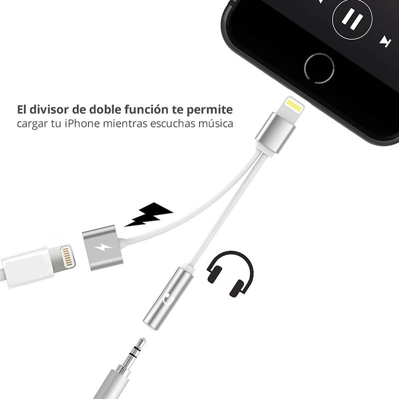 Adaptador para iPhone 7, 8 y X de Lightning a Audífono Universal 3.5mm y Carga (Lightning) Redlemon