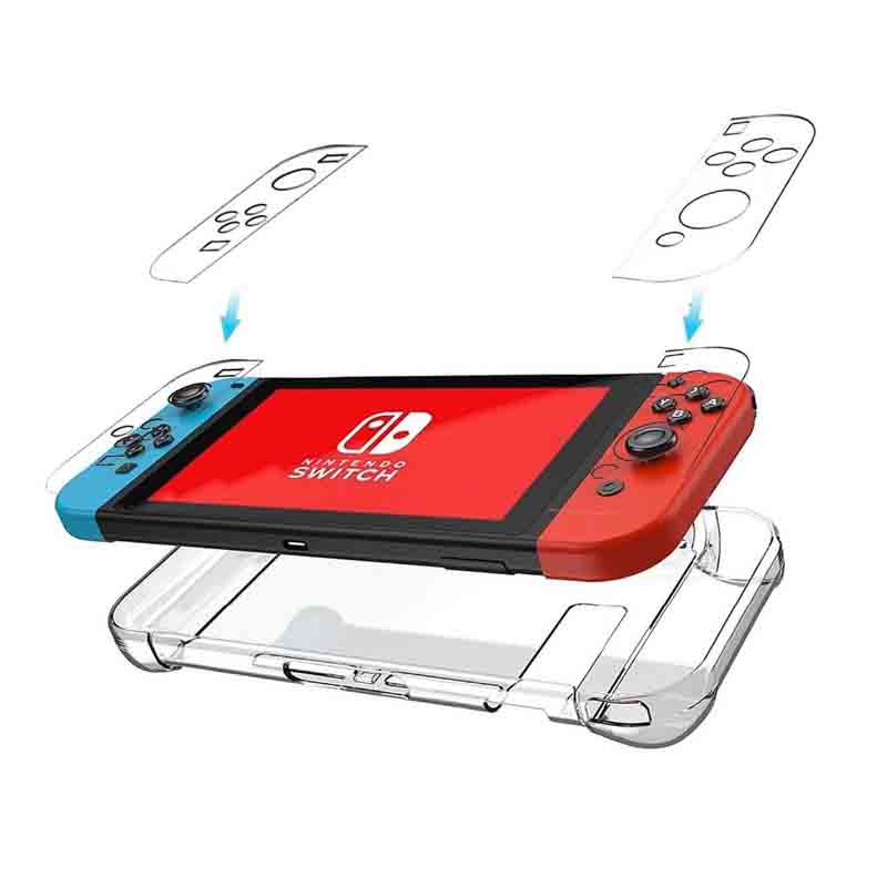 Nintendo Switch Funda Acrílico + Mica + Grips (Transparente)
