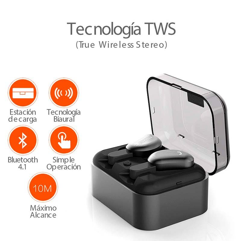 Audífonos y Manos Libres Bluetooth con Micrófono y Base de Carga Tecnología TWS (True Wireless Stereo), Sonido HD, D9