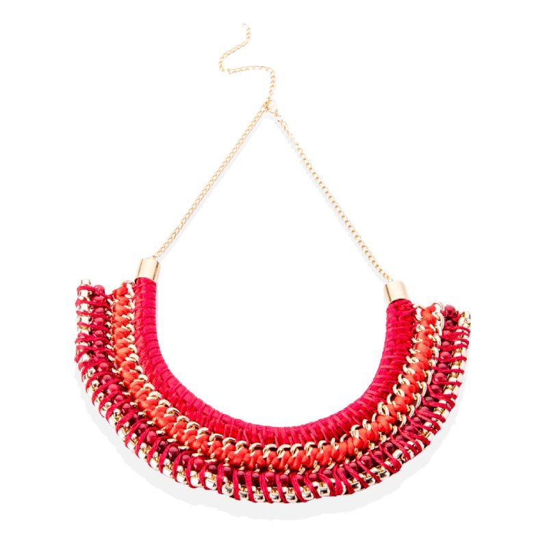 Collar Egipcio Rojo, elaborado a mano de forma artesanal, Gabriela Nuñez Diseñadora Mexicana