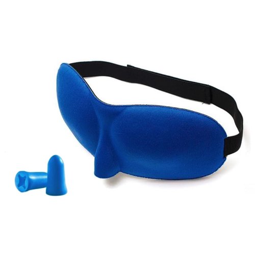 Antifaz y tapones para oídos Kit de descanso ergonómico Azul