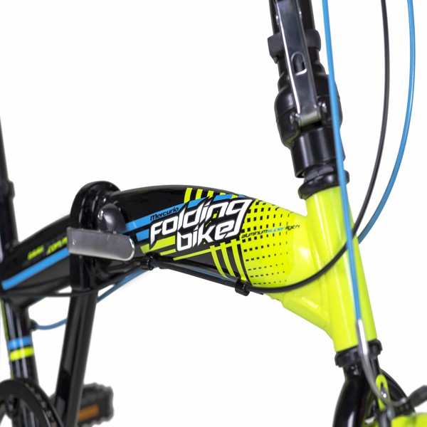 Bicicleta Plegable, Aluminio, FOLDING, R16, 6 vel Negro/Verde Neon