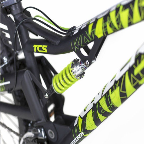 Bicicleta Mercurio, de montaña, Doble suspension, DS, downhill, modelo KAIZER Rodada 24, 21 velocidades, color Negro/Verde Neon, linea 2018