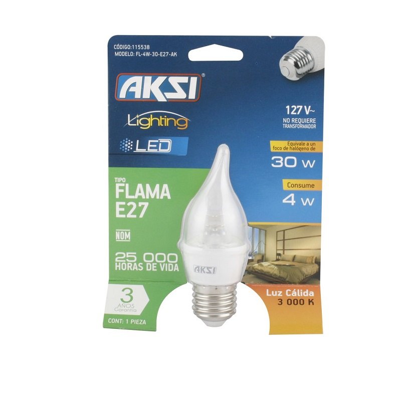 Foco LED E27 Aksi Tipo Flama (Ilumina 30W)-Luz Cálida