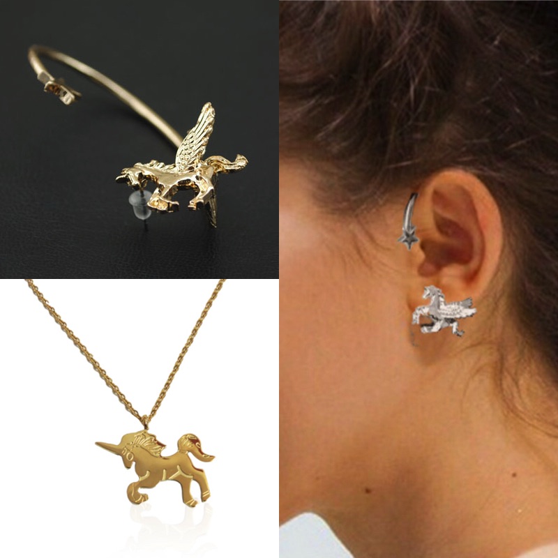 3 Pack Dije Y Decoraciones Unicornio Ear Cuff