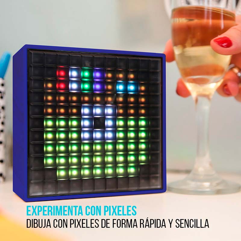 Bocina, Bluetooth, Divoom, Timebox con Pantalla de 121 LEDs de Colores RVA, Programables