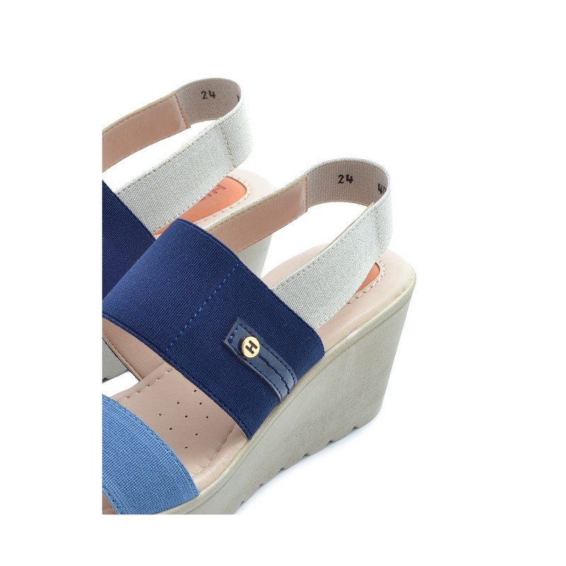 Sandalia de Plataforma Hispana para Mujer Modelo Barkeley Azul-Beige