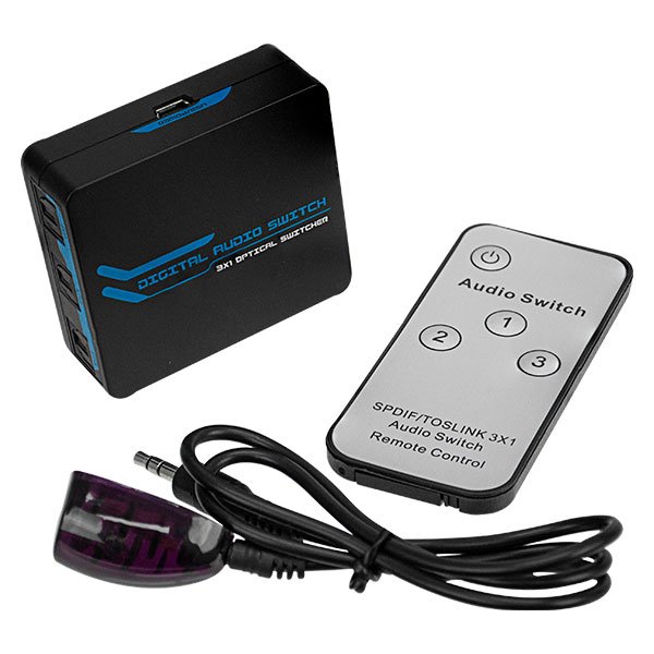 Master Conmutador De Audio Switch Port 4X1 Con Mando A Distancia  con Indicación de estado con LED, Cuenta con control remoto 