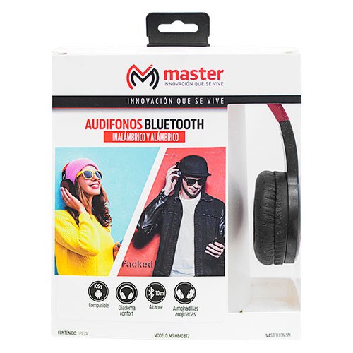 Master Audífono Tipo Diadema, Manos Libres, Bluetooth Con Diseño Innovador. Ergonómicos Compatible con Android e IOS 