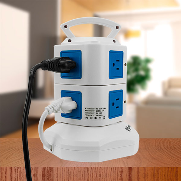 Multicontacto de Torre con 8 Conexiones Laterales y Sistema de Protección de Sobrecarga / Master / MP-TORRE8