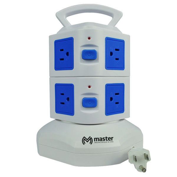 Multicontacto de Torre con 8 Conexiones Laterales y Sistema de Protección de Sobrecarga / Master / MP-TORRE8