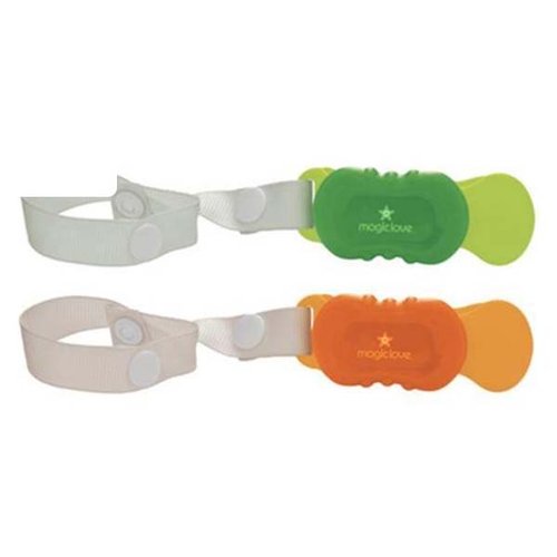 Set de 2 sujetadores de chupon (verde y anaranjado)