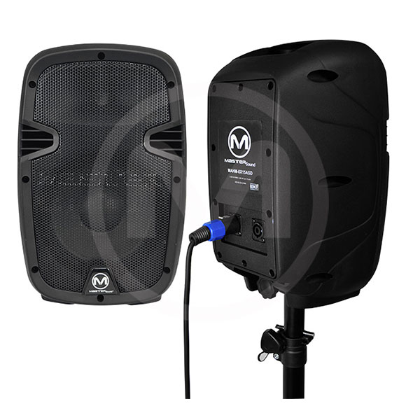 Master- sistema de audio profesional con 2 bocinas incluidas, 1 de 15 pulgadas y otra de 8 pulgadas y con una potencia de 6000 watts